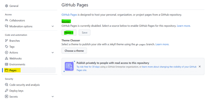 Github Pages 메뉴